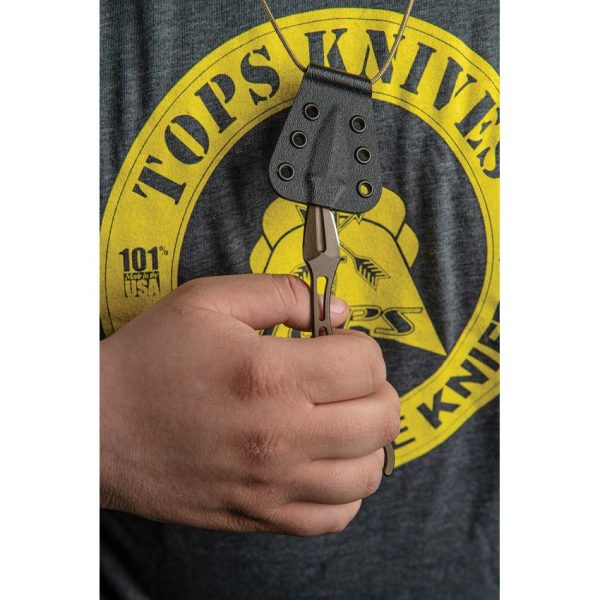 TOPS Papa Delta Fixed Blade 1095HC Steel Neck Knife USA