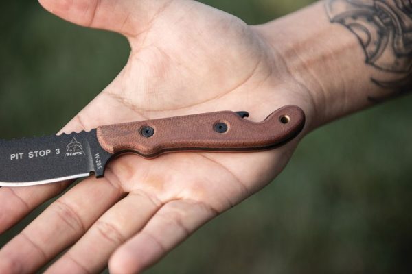 TOPS Pit Stop 3 Fixed Blade - Tan Micarta