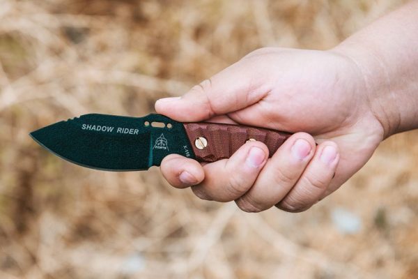 TOPS Shadow Rider Fixed Blade Knife 1095 Steel Tan Micarta