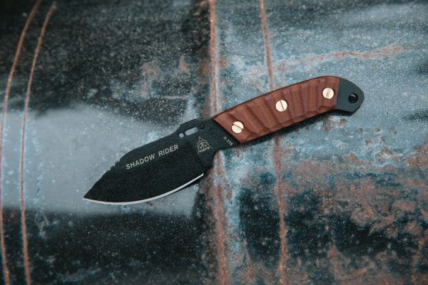 TOPS Shadow Rider Fixed Blade Knife 1095 Steel Tan Micarta