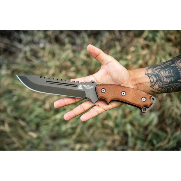 TOPS Steel Eagle 107C Delta Fixed Blade Knife 1095HC Sawback