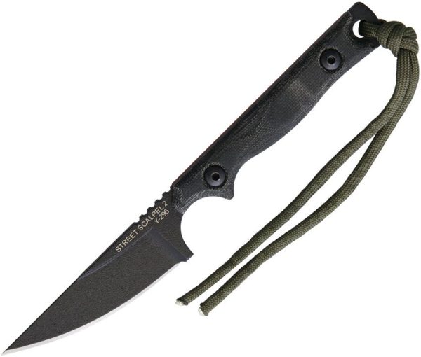 TOPS Street Scalpel 2 Fixed Blade 1095HC Steel Black Micarta