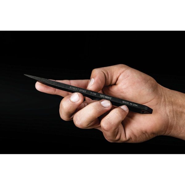TOPS Street Spike Fixed Blade 1095HC Steel Black Kydex Sheath
