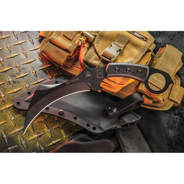 TOPS Tac Karambit Fixed Blade 1095HC Steel Black Micarta