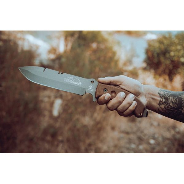 TOPS Tahoma Field Knife 1095HC Steel Tan Micarta Fixed Blade