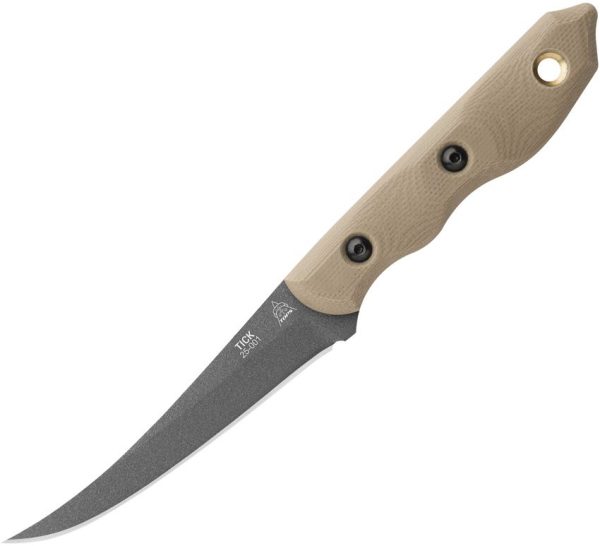 TOPS Tick Fixed Blade 1095HC Steel Tan G10 Handle USA Made