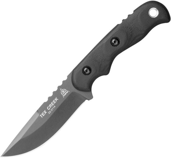 TOPS TEX Creek Fixed Blade 1095HC Steel Black Micarta
