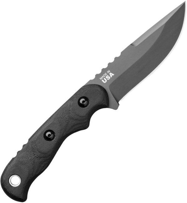 TOPS TEX Creek Fixed Blade 1095HC Steel Black Micarta
