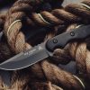 TOPS TEX Creek Fixed Blade 1095HC Steel Black Micarta
