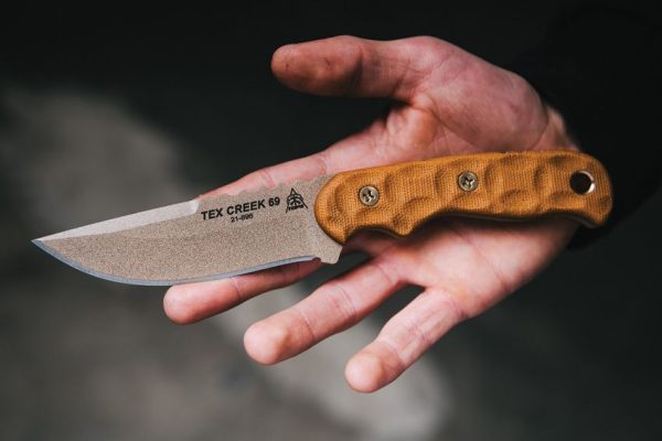 TOPS Tex Creek 69 Fixed Blade Knife 1095 Steel Tan