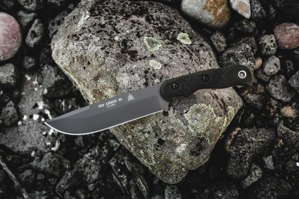 TOPS TEX Creek XL Fixed Blade 1095HC Steel Black Micarta