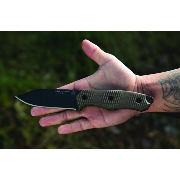 TOPS Trail Seeker Fixed Blade 1095HC Steel Green Micarta Knife