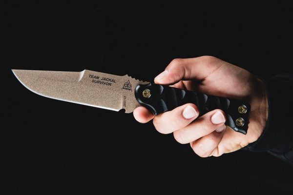TOPS Team Jackal Survivor Fixed Blade Knife 1095 Steel Coyote Tan