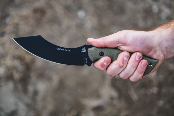 TOPS Tundra Wolf Fixed Blade 1095HC Steel Green Micarta