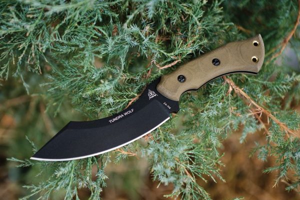TOPS Tundra Wolf Fixed Blade 1095HC Steel Green Micarta