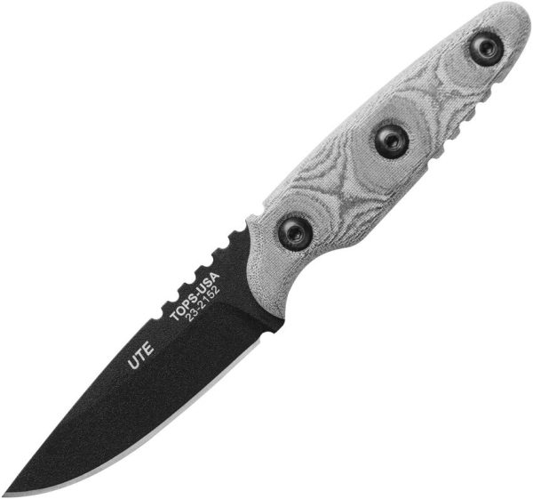 TOPS UTE Utility Fixed Blade Knife 1095 Steel Black Micarta