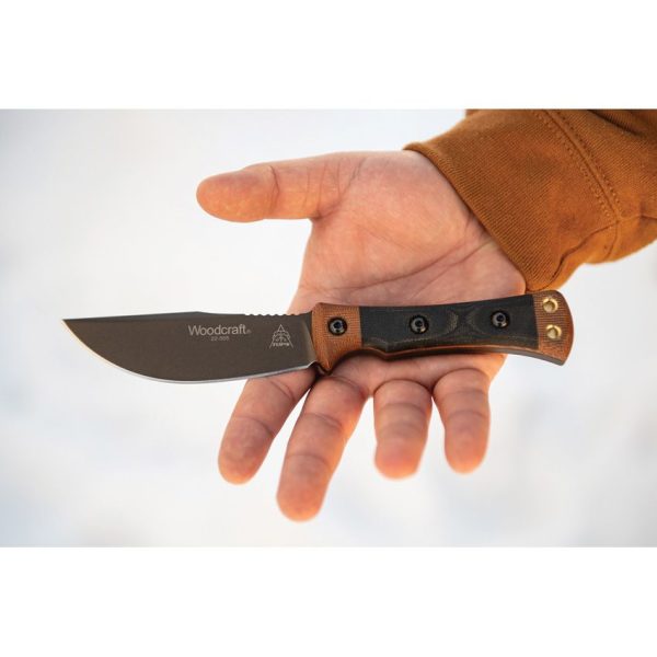 TOPS Woodcraft Fixed Blade 1095HC Steel Canvas Micarta