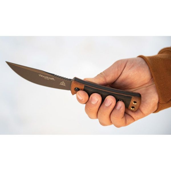 TOPS Woodcraft Fixed Blade 1095HC Steel Canvas Micarta