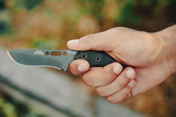 TOPS Wind Runner Fixed Blade Knife 3.5" 1095HC Gray Cerakote