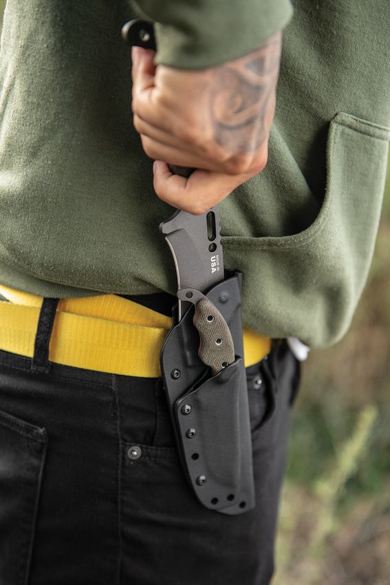 TOPS Wind Runner Piggyback Combo Fixed Blade 1095HC Gray