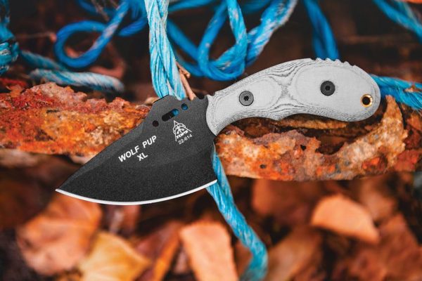 TOPS Wolf Pup XL Fixed Blade 1095 Carbon Steel Black Micarta
