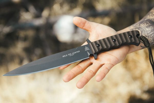 TOPS Wild Pig Hunter Fixed Blade Knife 8in 1095HC Steel Gray