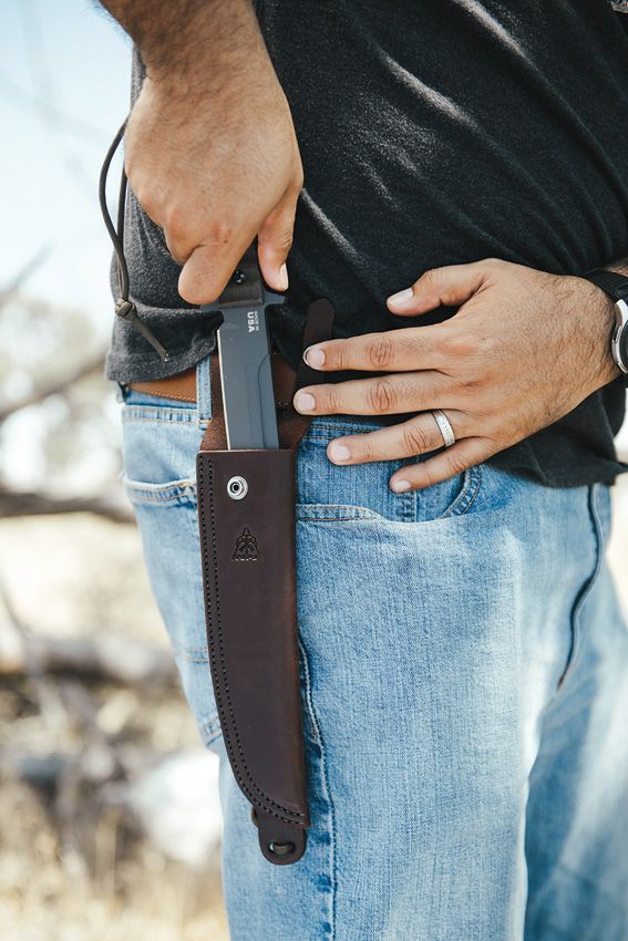 TOPS Wild Pig Hunter Fixed Blade Knife 8in 1095HC Steel Gray