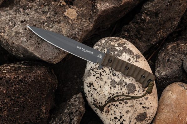 TOPS Wild Pig Hunter Fixed Blade Knife 8in 1095HC Steel Gray