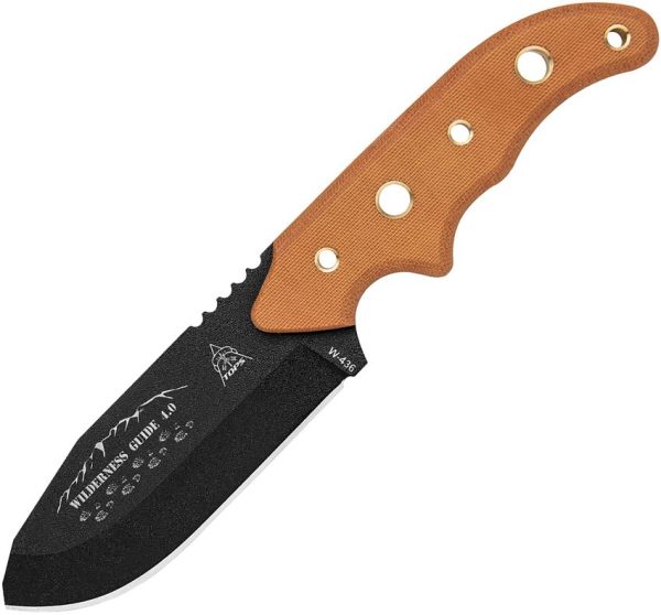 TOPS Wilderness Guide 4.0 Fixed Blade 1095HC Black Tan