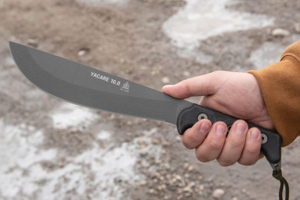 TOPS Yacare Machete 10.25" 1095HC Fixed Blade Gray Cerakote