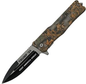 Trump Linerlock Green Camo Assisted Opening - 4 inches