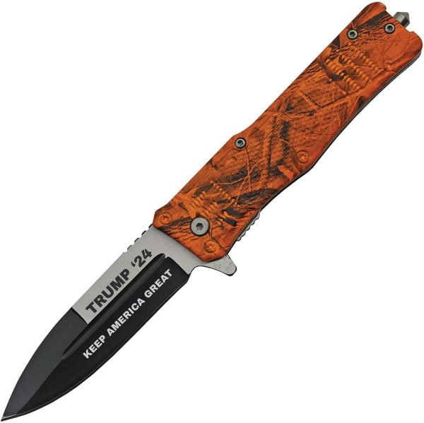 Trump Linerlock Orange Camo Assisted Opening - 4 inches