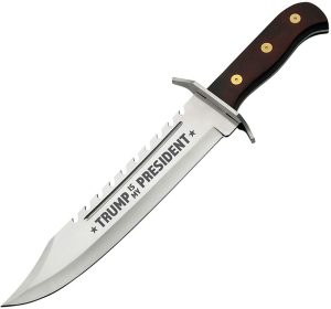 Trump Gatorback Bowie Sawback Fixed Blade - Brown Pakkawood
