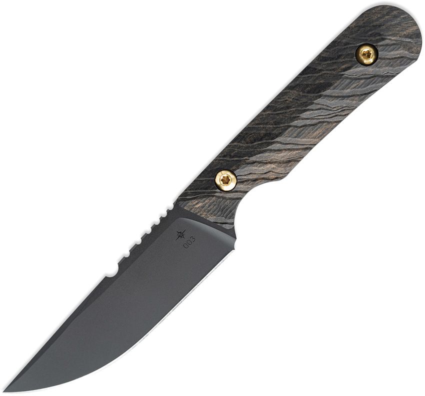 Toor Administrator Ebony Fixed Blade Knife 4" 154CM Black Coated Drop Point