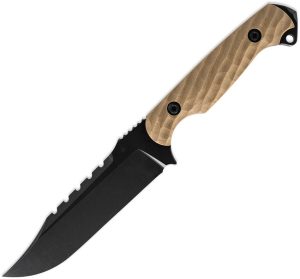 TR64290.jpg Toor Crewman Fixed Blade Tan CPM Cru-Wear Sawback Knife