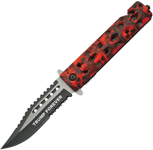Trump Linerlock A/O Red Assisted Opening - Serrated Clip Point