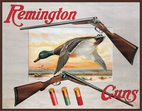 TSN1002.jpg Tin Signs Remington Shotguns Ducks Vintage Embossed