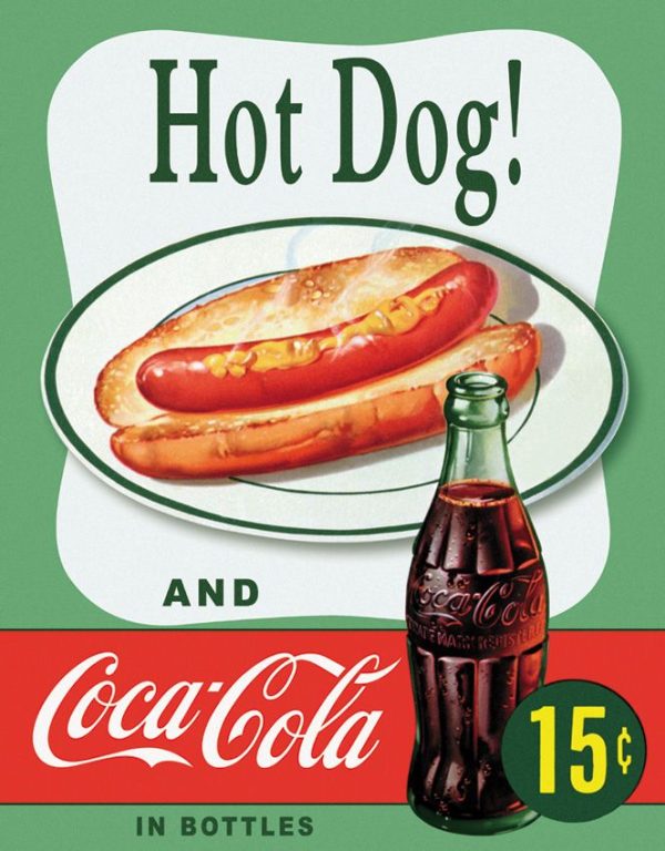 Tin Signs Hot Dog and Coke Vintage Embossed Sign