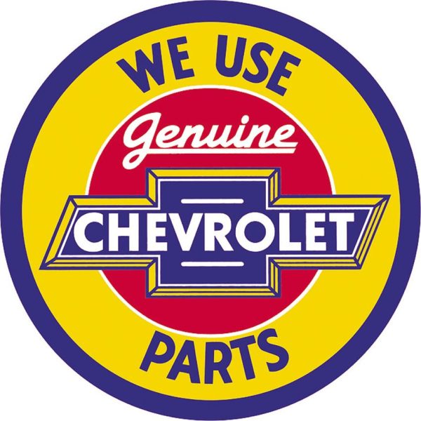 TSN1072.jpg Tin Signs Chevy Genuine Parts Round Vintage Sign