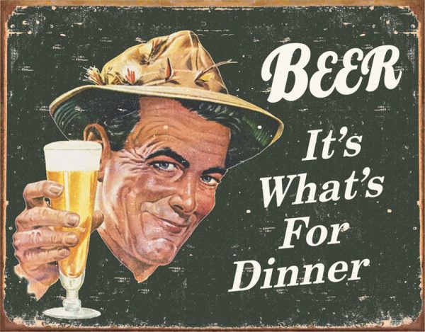 Tin Signs Ephemera Beer For Dinner Vintage Metal Sign Embossed