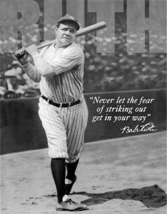 TSN1511.jpg Tin Signs Babe Ruth No Fear Vintage Baseball