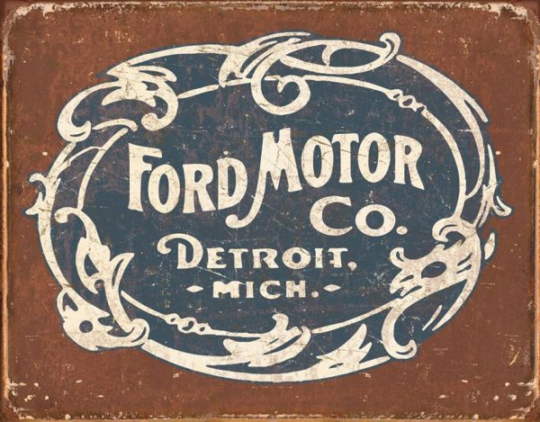Tin Signs Ford Historic Logo Embossed Vintage