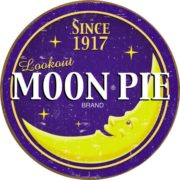 TSN1802.jpg Tin Signs Moon Pie Round Logo Vintage Embossed Sign