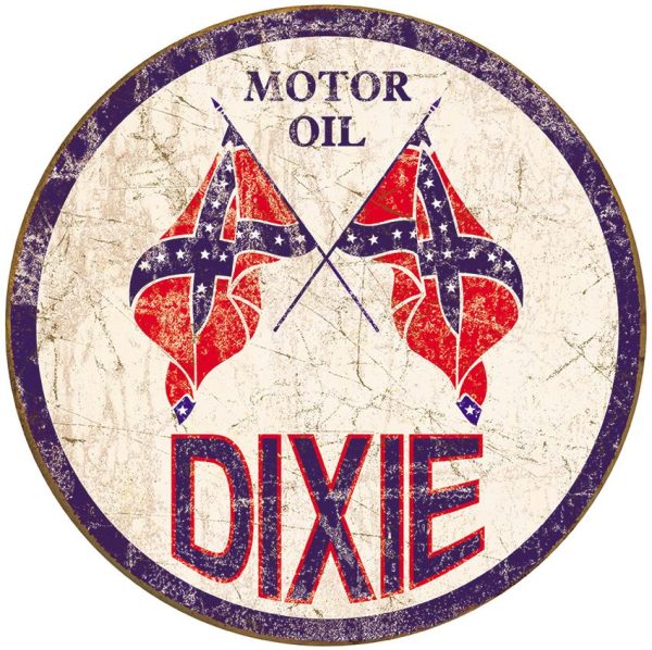 TSN1954.jpg Tin Signs Dixie Motor Oil Round Embossed Vintage