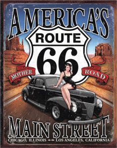 Tin Signs Route 66 Embossed Vintage Road Sign
