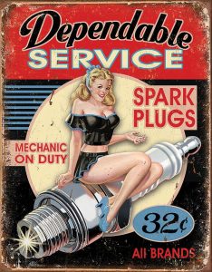 Tin Signs Dependable Service Embossed Vintage