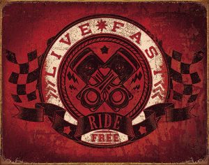 Tin Signs Live Fast Ride Free Motorcycle Metal Sign