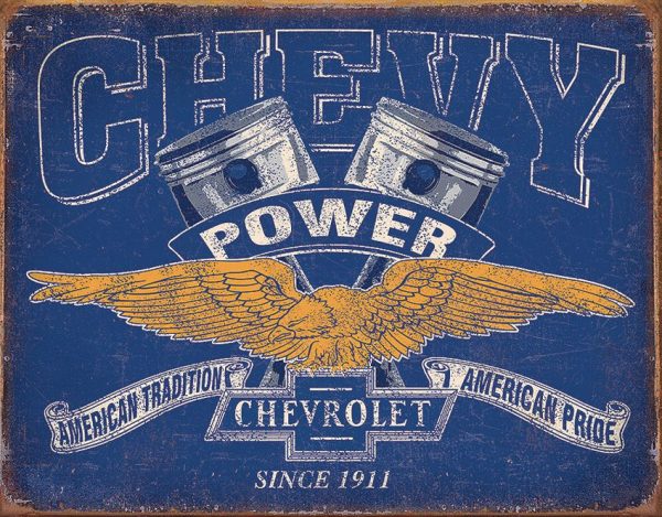 Tin Signs Chevy Power Metal Sign 12.5x16in