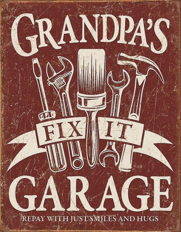 Tin Signs Grandpa's Garage Embossed Metal Sign