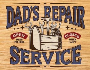 Tin Signs Dad's Repair Service Embossed Metal Sign